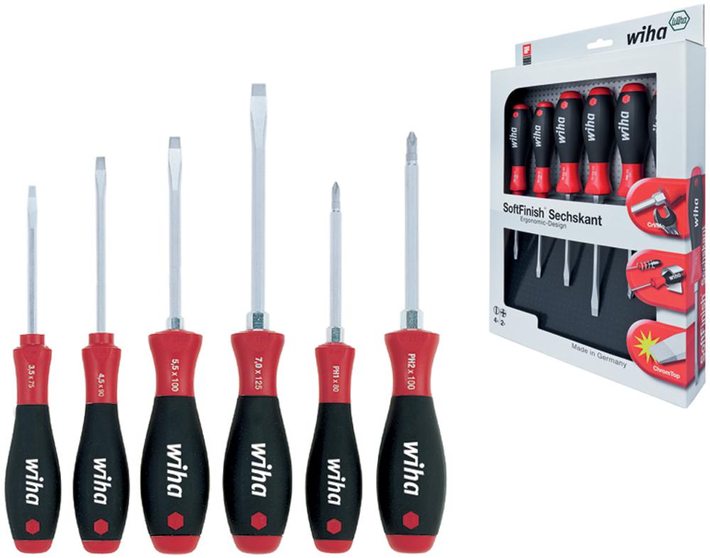 Wiha Softfinish Slotted Phillips Screwdriver Set Piece Cpc