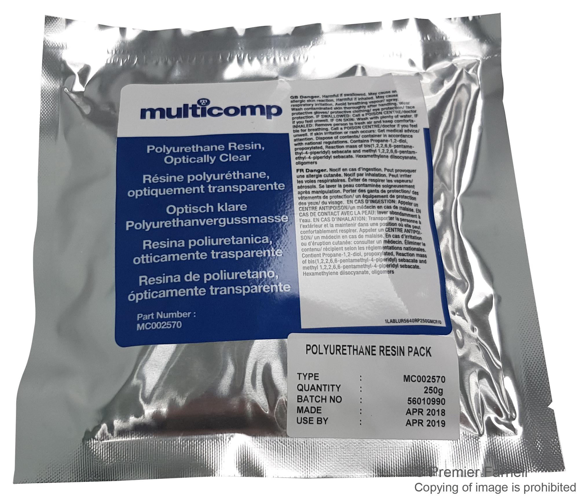MC002570 Multicomp Polyurethane Optically Clear Resin 250g CPC