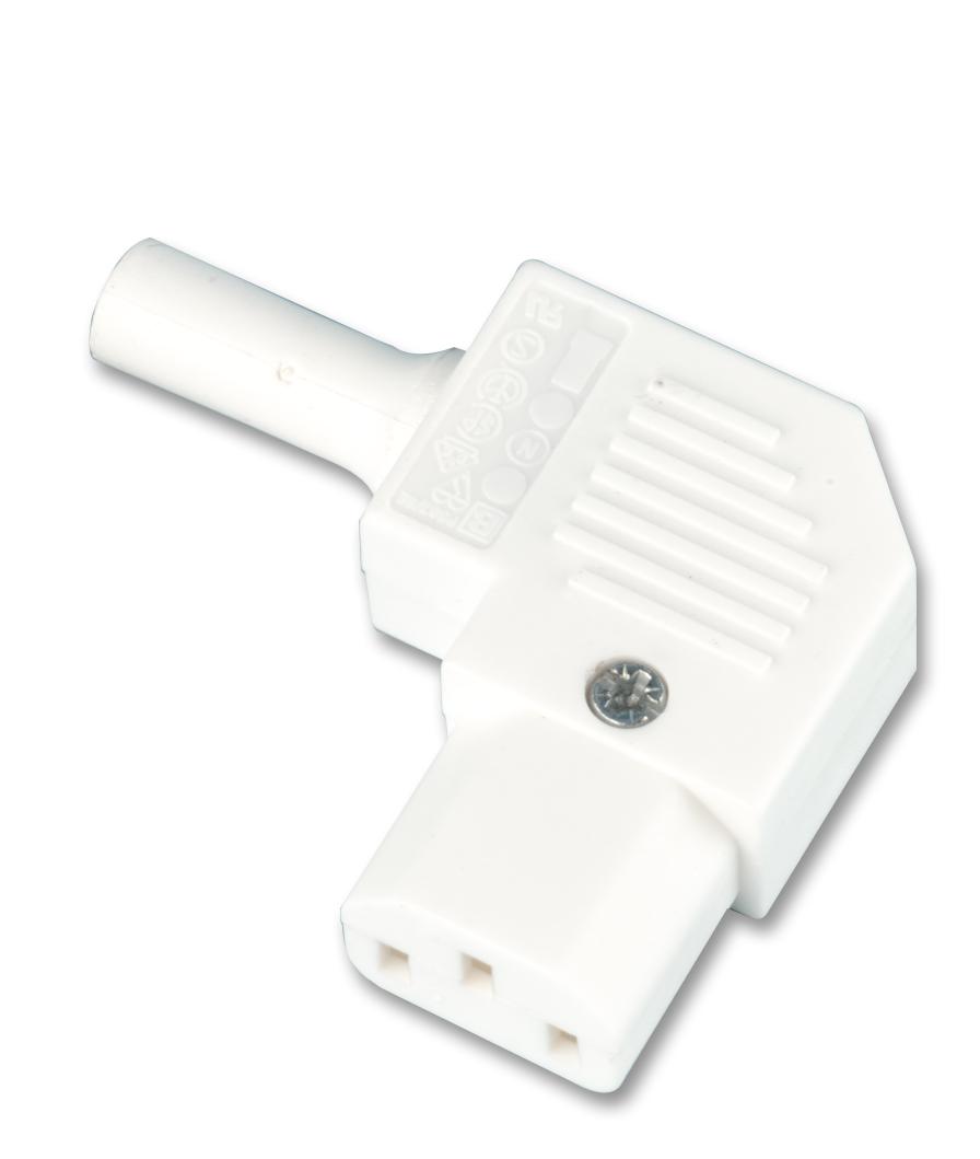 CONNECTOR C13 REWIREABLE ANGLED WHITE HC.6 WHT By PRO ELEC