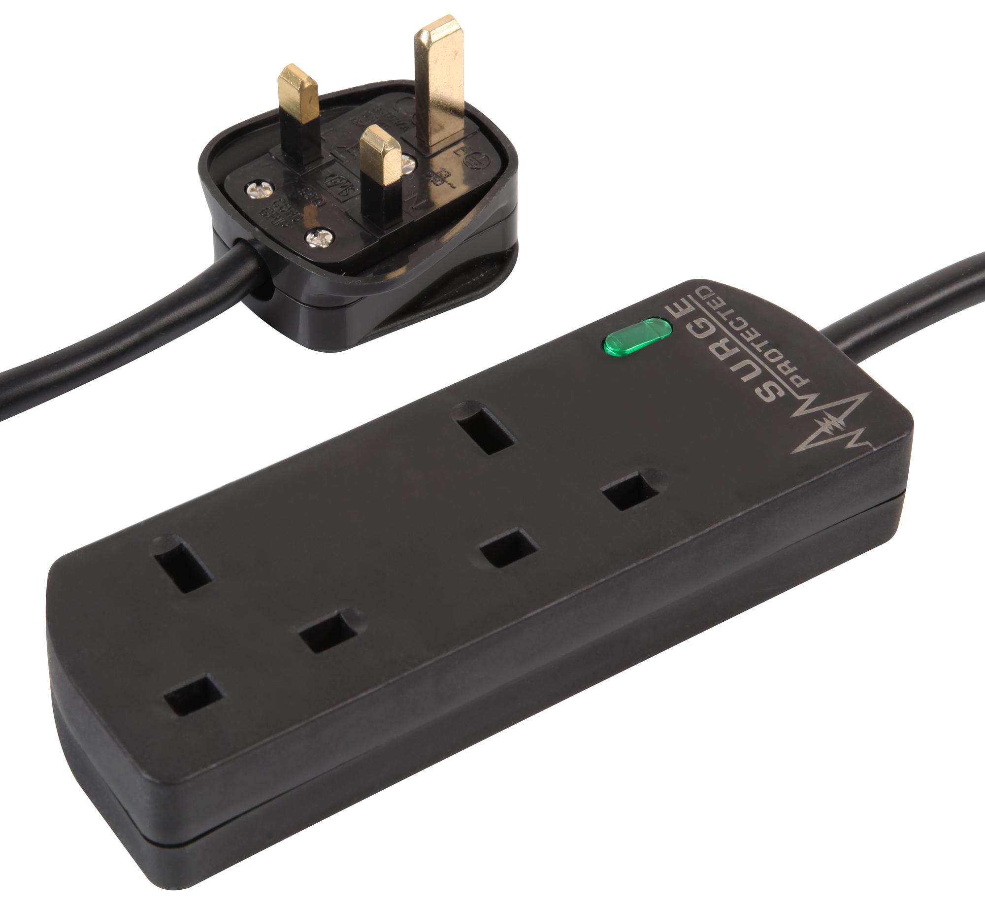 4 Way Surge Protected Extension Lead 2M 13A Cable Plug and Neon Power Indicator