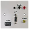 PELR0065 - 1 Gang Multimedia Wallplate, HDMI Socket, RCA Phono Sockets, Phono Composite Video Socket, VGA Socket and 3.5mm Audio Stereo Jac