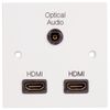 PELR0087 - 1 Gang Multimedia Wall Plate, 2x HDMI Sockets and 1x Optical TOSLink