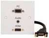 PELR0091 - 1 Gang Multimedia Plug and Play Wallplate, HMDI Socket, 15 Pin VGA Socket, and 3.5mm Stereo Jack Socket