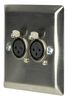 123.317UK 123.317UK - 1 Gang Brushed Steel XLR Wallplate, 2x XLR Socket