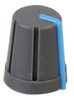CR-R4-3 - Knob, Soft Touch, D Shaft, Grey / Blue