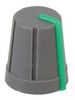 CR-R4-4 - Knob, Soft Touch, D Shaft, Grey / Green