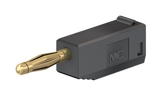 22.1004 + 22.2030-21 - 2mm Stackable Banana Plug, 10A, 60V, Black, 5 Pack