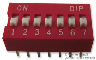 MCNDS-07V - DIP Switch, 7-Pole, SPST-NO, Slide Actuation, 24VDC, Raised