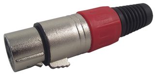 PSG01325 - 3 Pole XLR Socket with Red Coloured Strain Relief