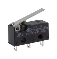 DB3C-A1LB - Subminiature Roller Lever Microswitch, SPDT, 250V AC, 100mA