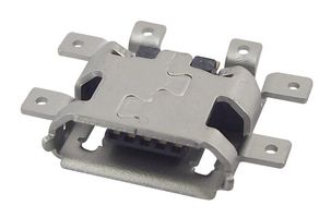 47491-0001 - Micro USB B Receptacle, Mid-Mount, Matt Tin Plated Shell, Lead-Free