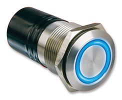MPI002/TE/RD/24 - Flush Vandal Resistant Switch, Red LED Illuminated, SPST-NO, Momentary, Screw Terminals, 24V DC, 50mA, 19.2mm