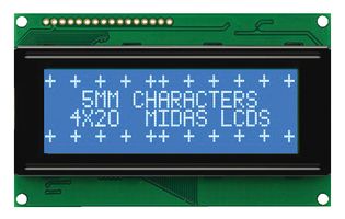 MC42005A6W-BNMLW-V2 - LCD Display Module, 20 x 4, White on Blue, 5V, Parallel, BSTN Transmissive