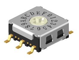 MCRJM3-16R-Q - 16 Position Rotary Coded Switch, SMD, Hexadecimal, 24V DC, 25mA, 3x2