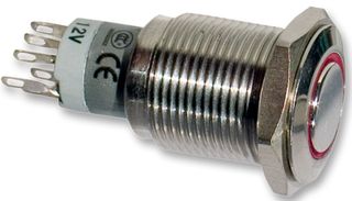 MP0045/1D2GN012 - Flush Vandal Resistant Switch, DPDT, Momentary, 3A, 250V AC, 16.2mm