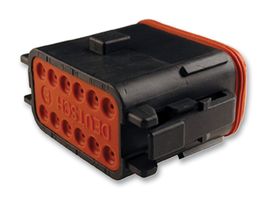 DT06-12SA-CE06 - Rectangular Power Connector, Grey, A Key, 12 Contacts, DT, Cable Mount, Crimp, Plug