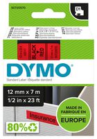 S0720570 - D1 Standard Label Tape - 12mm x 7m Black on Red