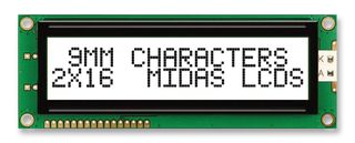 MC21609AB6W-FPTLW-V2 - LCD Display Module, 16 x 2, Black on White, 5V, Parallel, FSTN Transflective