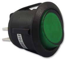 R13244BNAB - Round Rocker Switch, On Off, SPST, 250V AC, 10A