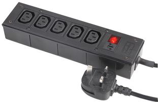 PXD303/050/01/1 - 5 Gang IEC Power Outlet with 2m Lead & BS1363 Plug, 10A