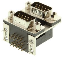178-009-613R571 - Right Angle Stacked Dual Ports D-Sub Plug Connector, PCB Mount, 9 Way