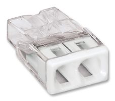 2273-202 - Compact Push Wire Connector for Junction Boxes, 2 Way, 2273 Series, White