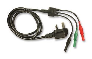CIH29940 - UK Mains Plug to 3x 4mm Plugs Test Lead, Black Flying Leads