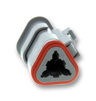 DT06-3S-E008 - Automotive Connector Housing, Standard, Grey, DT, Plug, 3 Ways, DT Series Socket Contacts