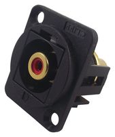 CP30230 - Red Phono (RCA) Feedthrough Panel Mount Connector, Black Plastic XLR Frame