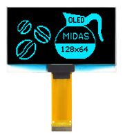 MCOT128064HV-BM - OLED Graphic Display Module, 128x64, Bkue on Black, 3V to 5V, I2C, Parallel, SPI