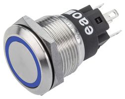 82-5151.1124 - Vandal Resistant Push Button Switch, SPDT, Momentary, 24V DC, Blue, 19mm