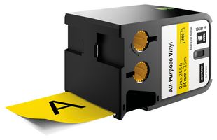 1868775 - DYMO XTL 2" (54mm) All-Purpose Vinyl Labels, Black on Yellow