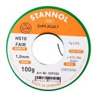 HS10 FAIR, 1.0MM, 100G - Lead Free Solder Wire (Sn 99.3; Cu 0.7) 1mm, 100g