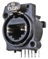 NE8FAH-C5 - RJ45 Cat5e Horizontal PCB Panel Mount Socket, 8P8C, A-series Cutout with Latch Lock, Black Plastic