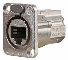 NE8FDX-P6 - RJ45 Cat6 Socket to Socket Panel Mount Feedthrough Adaptor, Metal D-Shape Housing