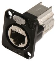 NE8FDX-P6-B - RJ45 Cat6 Socket to Socket Panel Mount Feedthrough Adaptor, Black Metal D-Shape Housing
