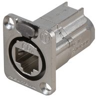 NE8FDX-Y6 - RJ45 Cat6a Shielded Socket to IDC Panel Mount Feedthrough Adaptor, Metal D-Shape Housing