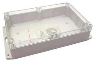 MC001110 - IP65 Polycarbonate Enclosure with Flanges, 55x222x146mm, Clear Lid