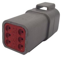 DT04-6P - Automotive Connector Housing, IP68, DT Series, Socket, 6 Ways, DT Series Pin Contacts