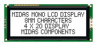 MC42008A6W-FPTLW - LCD Display Module, 20 x 4, Black on White, 5V, Parallel, FTSN Transflective
