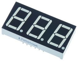 LT0565GWK - 7 Segment LED Display, Green, 20 mA, 2.2 V, 2.3 mcd, 3, 14.2 mm