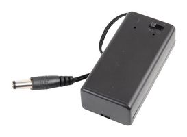 SBH-9VAS+DC - Enclosed 9V Battery Holder with 200mm Lead & DC Jack Plug