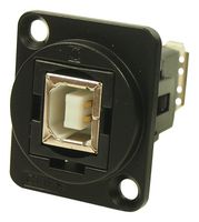 CP30203NMB - USB 2.0 B to B Feedthrough Panel Mount Connector, Nickel Plated, CSK hole, Black Metal XLR Frame