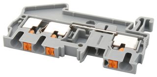 3209549 - DIN Rail Mount Terminal Block, 3 Ways, 26 AWG, 12 AWG, 4 mm², Push In, 28 A