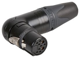 NC10FRX-14-B - 8+2 Way Right Angled XLR Socket, Black Metal with Secure Lock