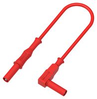 76-020 - 4mm Right Angled Banana Plug to Plug Lead, Shrouded, 1kV, 12A, Red, 1.5m