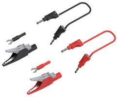 76-290 - 4mm Stackable Test Leads with Clips & Spades, 0.15m
