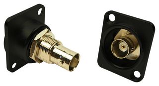 CP30120 - Feedthrough 50 Ohm BNC Socket to Socket, Panel Mount, CSK Hole, Black Metal XLR Frame