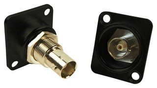 CP30121 - Feedthrough 75 Ohm BNC Socket to Socket, Panel Mount Connector, CSK Hole, Black Metal XLR Frame