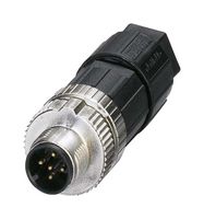 1424649 - Sensor Connector, M12 Push-In, M12, Male, 5 Positions, Push In Pin, Straight Cable Mount